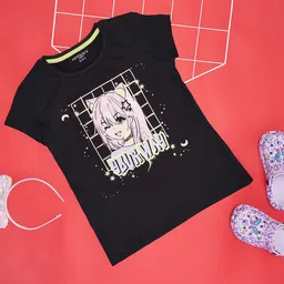Pantaloons Junior Girls Graphic Printed Round Neck T-shirt-image-47