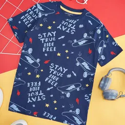 Pantaloons Junior Boys Conversational Printed Round Neck Cotton T-shirt-image-98
