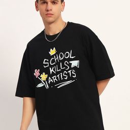 COLOR CAPITAL Unisex Typography Printed V-Neck Applique T-shirt-picture-39