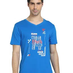 DYCA Men Blue Printed V-Neck T-shirt-picture-30