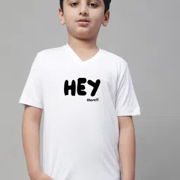 Friskers Boys White Typography Printed V-Neck Applique T-shirt-picture-19