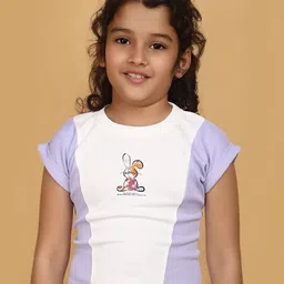 V-Mart Girls Round Neck Extended Sleeves Cotton T-shirt-picture-10