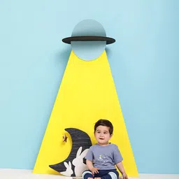 MiArcus Boys Blue Printed High Neck Monochrome Applique T-shirt-picture-15