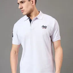 Austin wood Men Solid Polo Collar Cotton T-shirt-image-0
