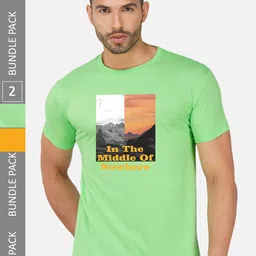 CHOZI Pack Of 2 Graphic Printed Cotton T-shirts-picture-19