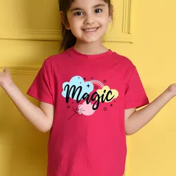 NUSYL Girls Typography Printed Round Neck T-shirt-picture-30