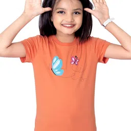 ONE SKY Girls Graphic Printed Round Neck Cotton Casual T-shirt-picture-18