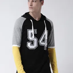 Club York Men Black Varsity Printed Applique T-shirt image 1