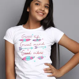 V-Mart Girls Typography Printed Cotton T-shirt-picture-42
