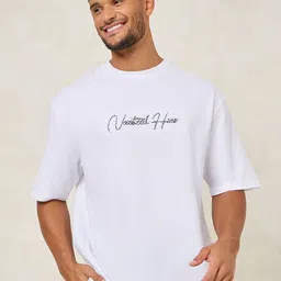 Styli Men Premium Textured Knit Embroidered Oversized Tee image 1