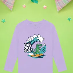 NUSYL Boys Purple Typography Printed Applique T-shirt-picture-37