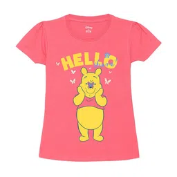 Wear Your Mind Girls Winnie The Poo Printed Puff Sleeves Pure Cotton T-shirt-picture-12