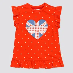 H By Hamleys Girls Polka Dots Printed Flutter Sleeves Cotton Top-picture-12