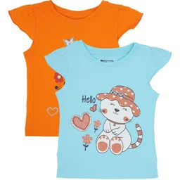 Bodycare Kids Set Of 2 Girls Blue & Orange Printed T-shirt-picture-23