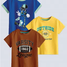 BAESD Boys Pack Of 3 Graphic Printed Pure Cotton T-shirt image 1