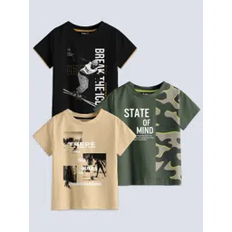 BAESD Boys Pack Of 3 Typography Printed Pure Cotton T-shirt image 1