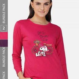 CHOZI Pack Of 2 Graphic Snoopy Printed Cotton Casual T-shirt-picture-10