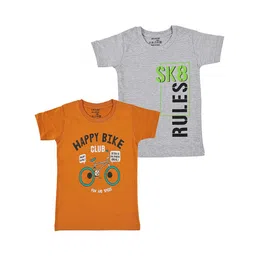 CATCUB Boys Pack Of 2 Typography Printed Pure Cotton T-shirts-picture-51