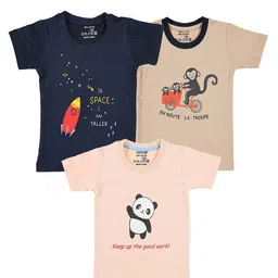CATCUB Infants Pack Of 3 Graphic Printed Pure Cotton T-shirt-picture-32