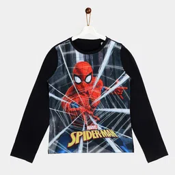 YK Marvel Boys Black Printed Applique T-shirt-picture-14