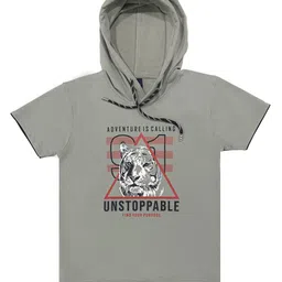 CAVIO Boys Grey Printed T-shirt-image-4