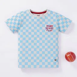 Ed-a-Mamma Boys Blue & Grey Checked T-shirt-picture-40