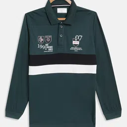 Octave Boys Green Colourblocked Polo Collar T-shirt-picture-20