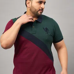 AUSTIVO Plus Size Colourblocked Polo Collar Cotton T-shirt-picture-31
