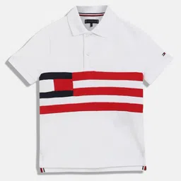 Tommy Hilfiger Boys Striped Polo Collar Cotton T-shirt-image-54