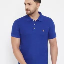 THE MILLION CLUB Men Blue Polo Collar T-shirt image 1