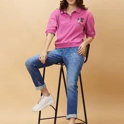 Being Human Women Polo Collar Applique T-shirt-image-60