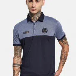 Octave Colourblocked Polo Collar Cotton T-shirt-picture-14