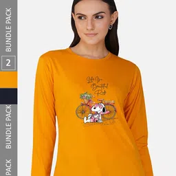 CHOZI Pack Of 2 Typographic Printed Round Neck Cotton T-shirt-picture-21