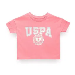 U.S. Polo Assn. Kids Girls Brand Logo Printed Pure Cotton T-shirt-picture-24