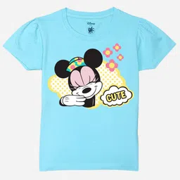 YK Disney Girls Minnie Mouse Printed Pure Cotton Applique T-shirt-picture-33