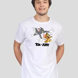 Greylongg Men Tom & Jerry Graphic Printed Round Neck Cotton T-shirt-image-49
