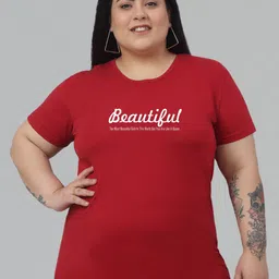 Trend Level Plus Size Round Neck Typography Cotton T-shirt-image-89