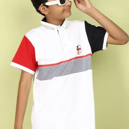 V-Mart Boys Colourblocked Polo Collar Cotton T-shirt-picture-51