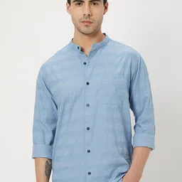 Mufti Horizontal Stripes Slim Fit Opaque Pure Cotton Casual Shirt-picture-12