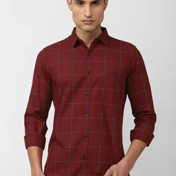 VAN HEUSEN DENIM LABS Men Slim Fit Windowpane Checks Checked Casual Shirt image 1