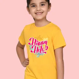 NUSYL Girls Holi Printed Cotton T-shirt-image-31