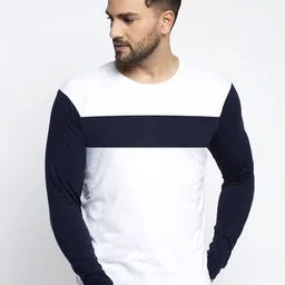 Friskers Men White & ghost white Colourblocked V-Neck Slim Fit T-shirt-picture-35