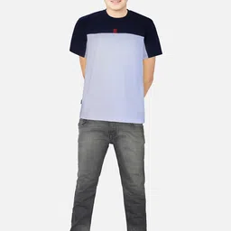 Gini and Jony Boys Blue & Navy Blue Colourblocked T-shirt-picture-22