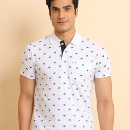berry blues Conversational Printed Polo Collar Short Sleeves Cotton T-Shirt-picture-13