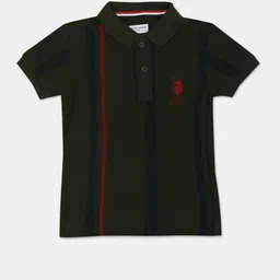 U.S. Polo Assn. Kids Boys Striped Polo Collar Pure Cotton T-shirt image 1