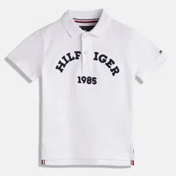 Tommy Hilfiger Boys Typography Self Design Polo Collar Pure Cotton T-shirt-picture-39