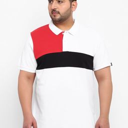 Urbano Plus Plus Size Colourblocked Polo Collar Pure Cotton T-shirt-picture-16