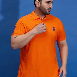 bigbanana Men Orange Solid Polo Collar T-shirt-image-62
