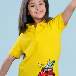 NUSYL Girls Graphic Printed Polo Collar T-Shirt-picture-41