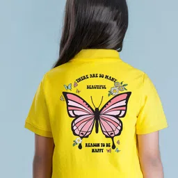 NUSYL Girls Graphic Printed Polo Collar T-shirt-image-23